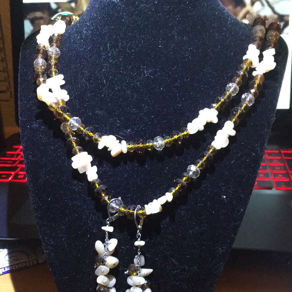 Moonstone and bead necklace set